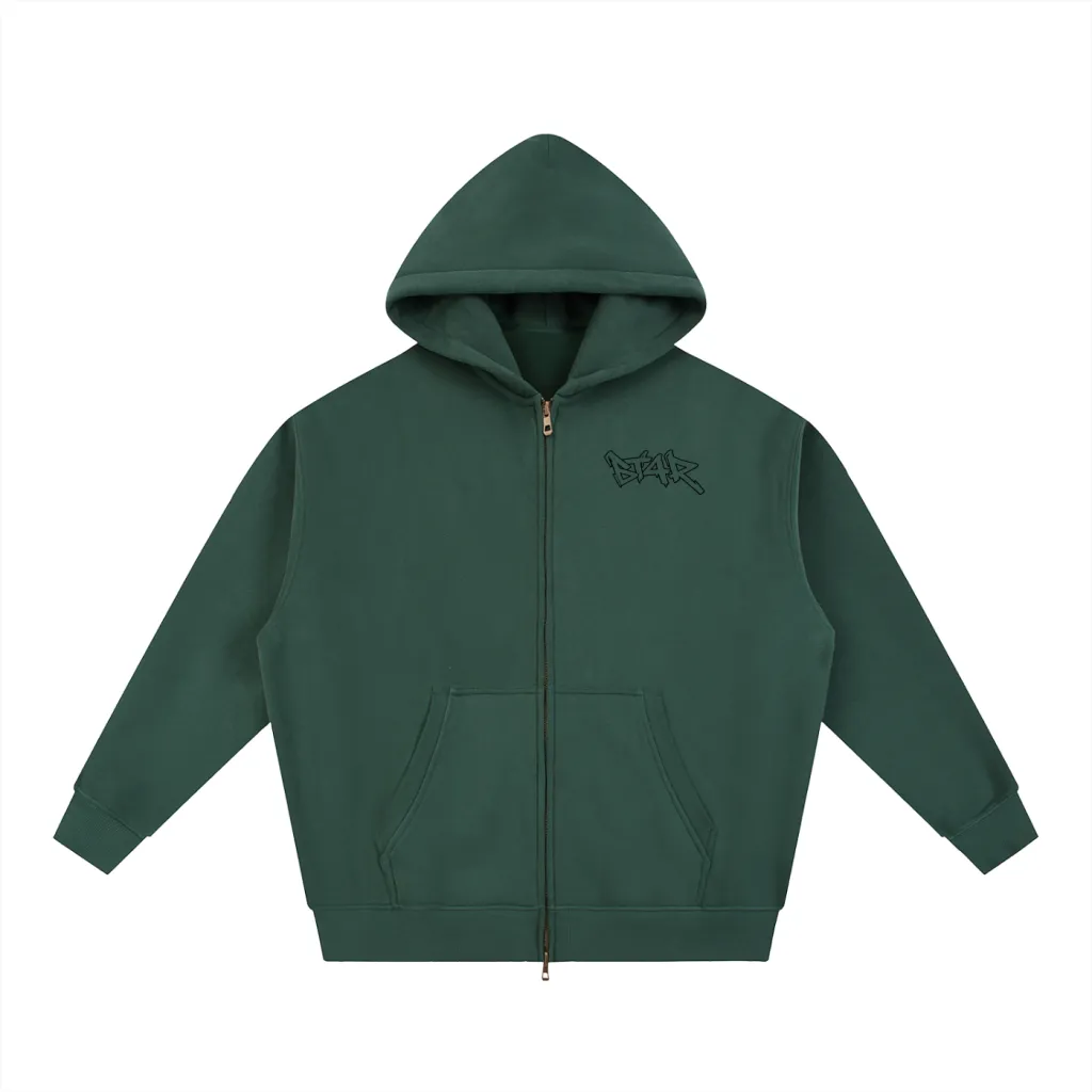 Warm Zip-up Hoodie - Green Hoodie BY ST4R WORKS